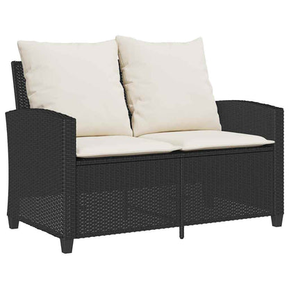 Tuinbank 2-zits met kussens & tafel poly rattan zwart