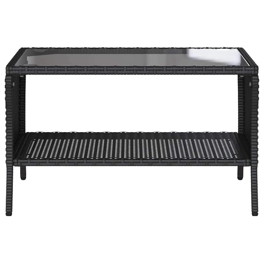 Tuinbank 2-zits met kussens & tafel poly rattan zwart