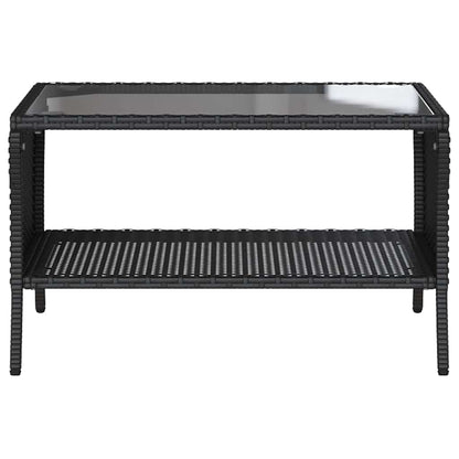 Tuinbank 2-zits met kussens & tafel poly rattan zwart