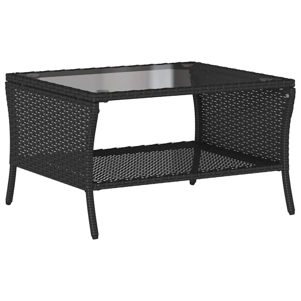 Tuinbank 2-zits met kussens & tafel poly rattan zwart