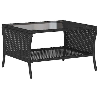 Tuinbank 2-zits met kussens & tafel poly rattan zwart
