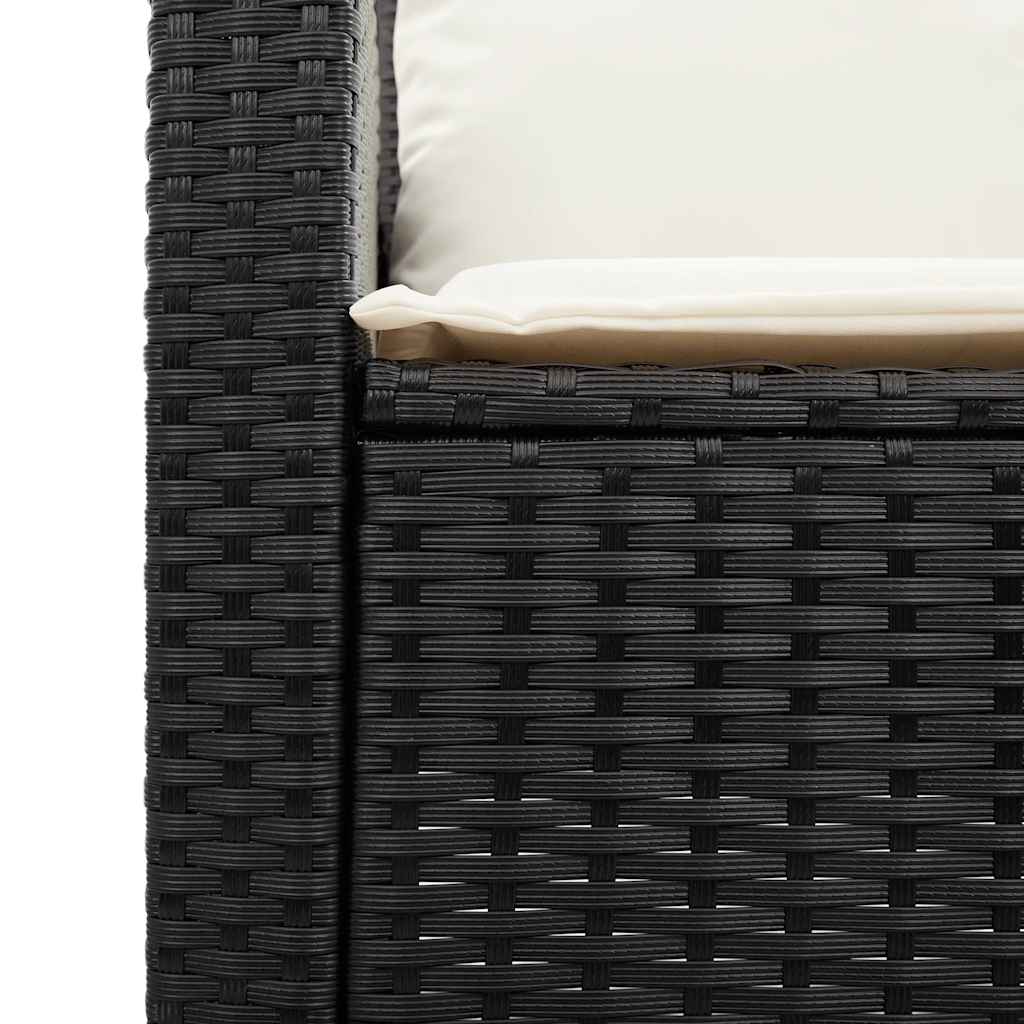 Tuinbank 2-zits met kussens & tafel poly rattan zwart