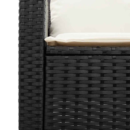 Tuinbank 2-zits met kussens & tafel poly rattan zwart