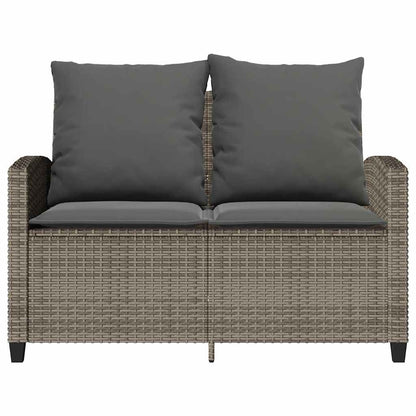 Tuinbank 2-zits met kussens & tafel poly rattan grijs