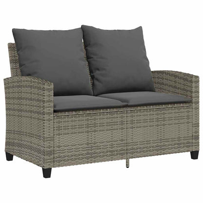 Tuinbank 2-zits met kussens & tafel poly rattan grijs