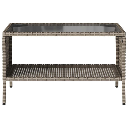 Tuinbank 2-zits met kussens & tafel poly rattan grijs