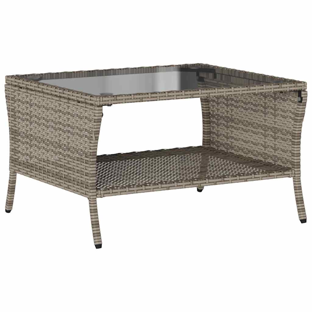 Tuinbank 2-zits met kussens & tafel poly rattan grijs