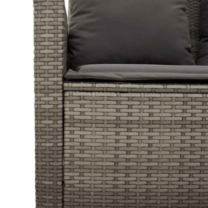 Tuinbank 2-zits met kussens & tafel poly rattan grijs