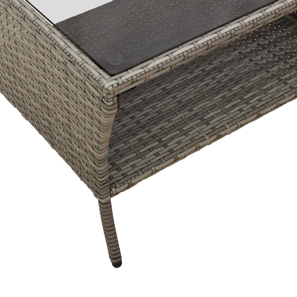 Tuinbank 2-zits met kussens & tafel poly rattan grijs