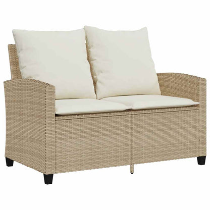 Tuinbank 2-zits met kussens & tafel poly rattan beige