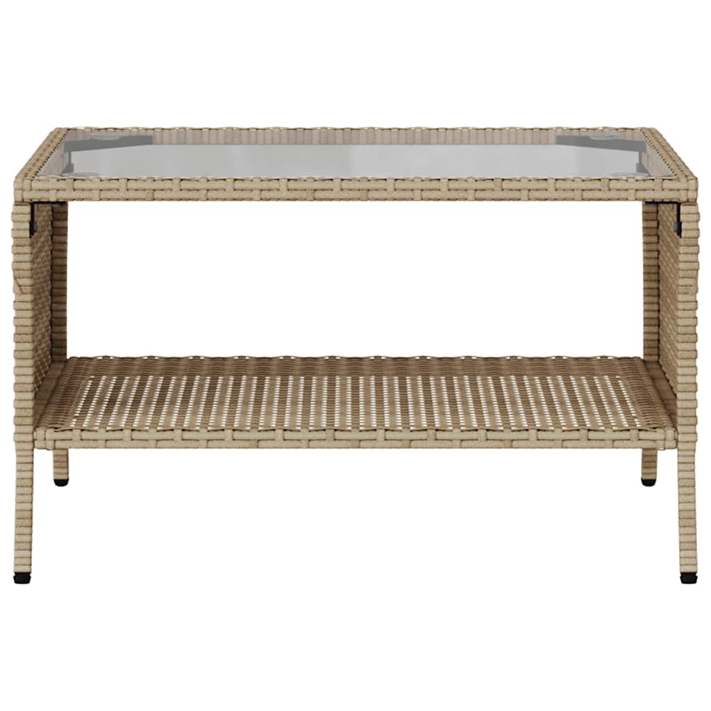 Tuinbank 2-zits met kussens & tafel poly rattan beige