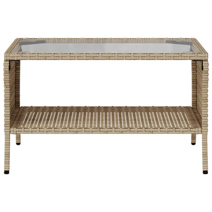 Tuinbank 2-zits met kussens & tafel poly rattan beige