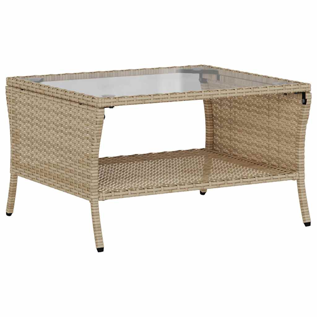 Tuinbank 2-zits met kussens & tafel poly rattan beige