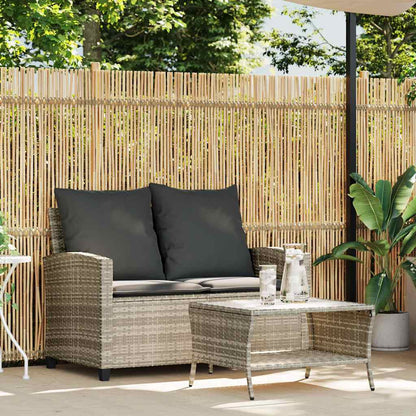 Tuinbank 2-zits met kussens & tafel poly rattan lichtgrijs