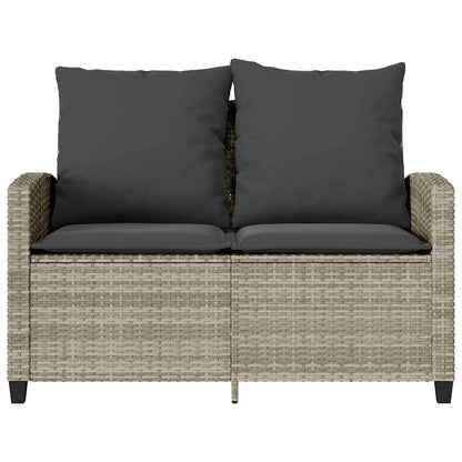 Tuinbank 2-zits met kussens & tafel poly rattan lichtgrijs