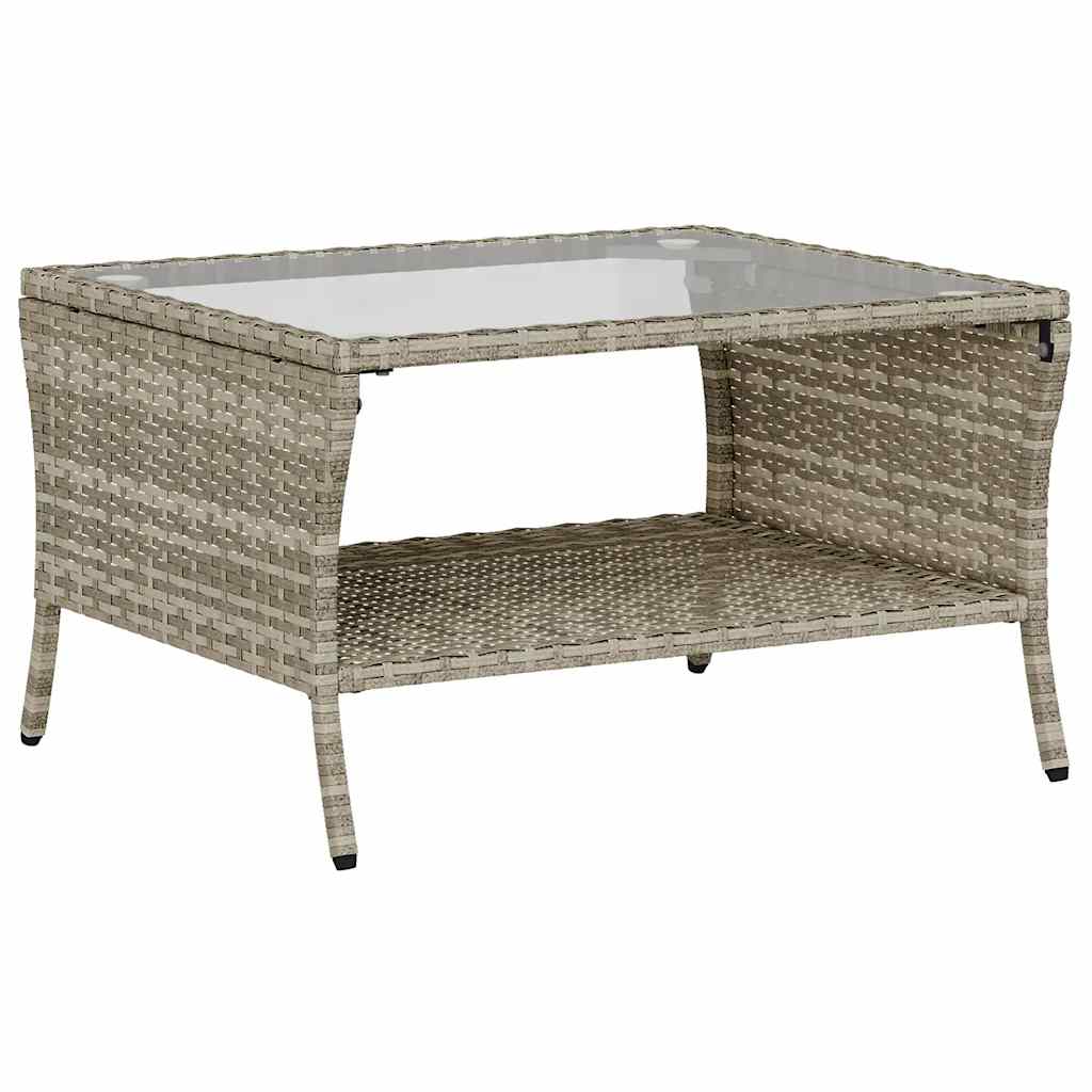 Tuinbank 2-zits met kussens & tafel poly rattan lichtgrijs
