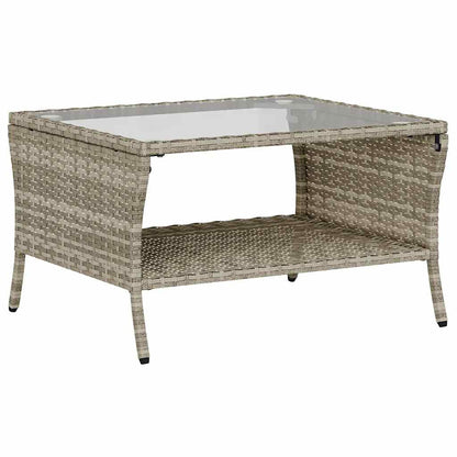 Tuinbank 2-zits met kussens & tafel poly rattan lichtgrijs