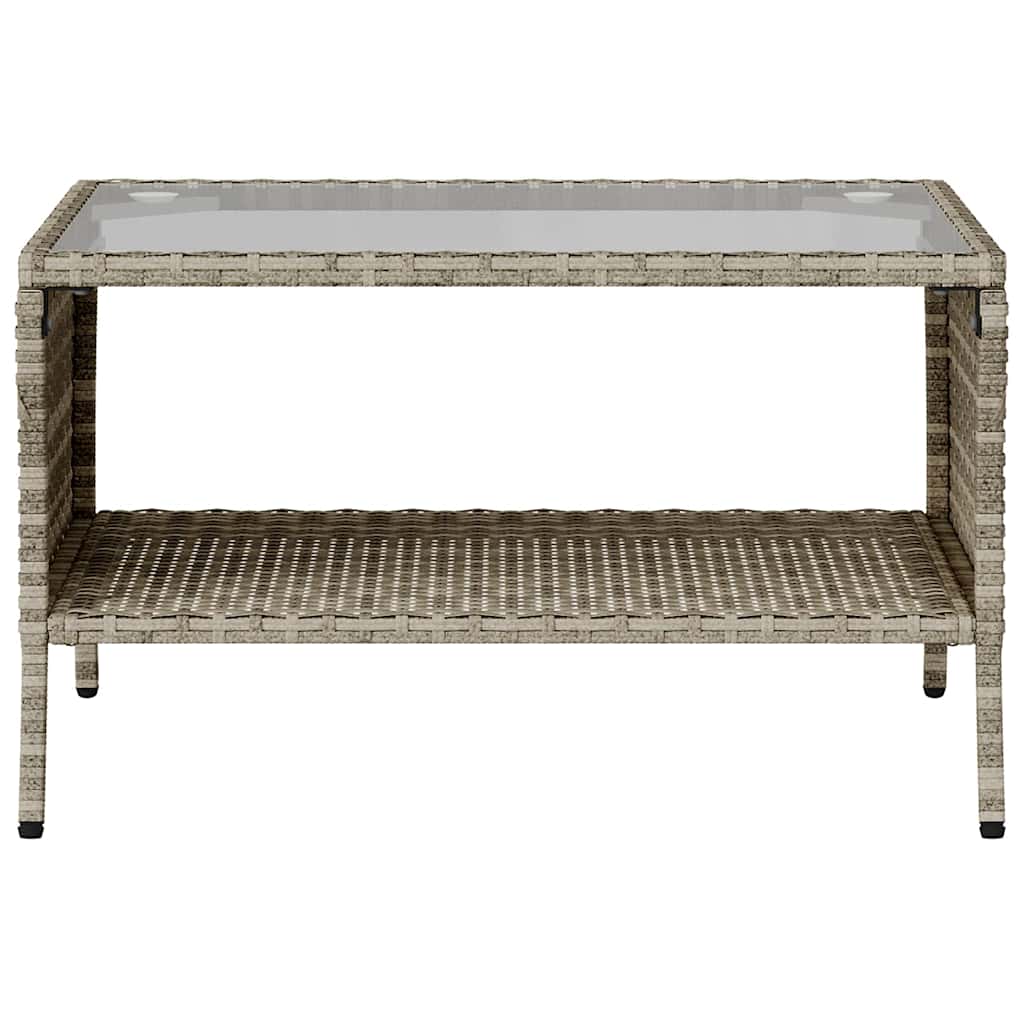 Tuinbank 2-zits met kussens & tafel poly rattan lichtgrijs