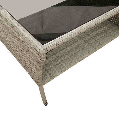 Tuinbank 2-zits met kussens & tafel poly rattan lichtgrijs