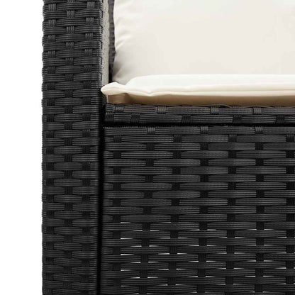 Tuinbank 3-zits met kussens & tafel poly rattan zwart