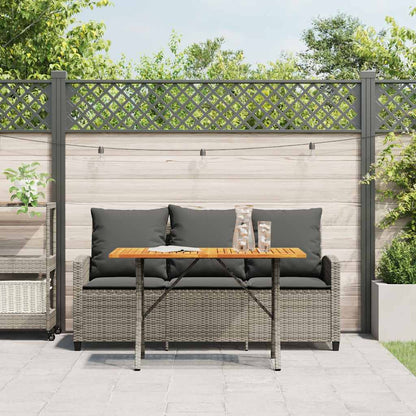 Tuinbank 3-zits met kussens & tafel poly rattan grijs