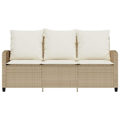 Tuinbank 3-zits met kussens & tafel poly rattan beige