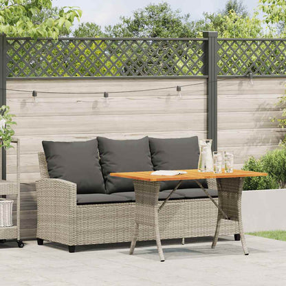 Tuinbank 3-zits met kussens & tafel poly rattan lichtgrijs