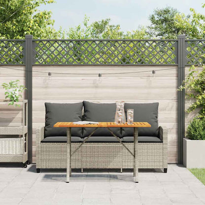 Tuinbank 3-zits met kussens & tafel poly rattan lichtgrijs
