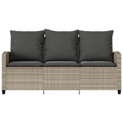 Tuinbank 3-zits met kussens & tafel poly rattan lichtgrijs
