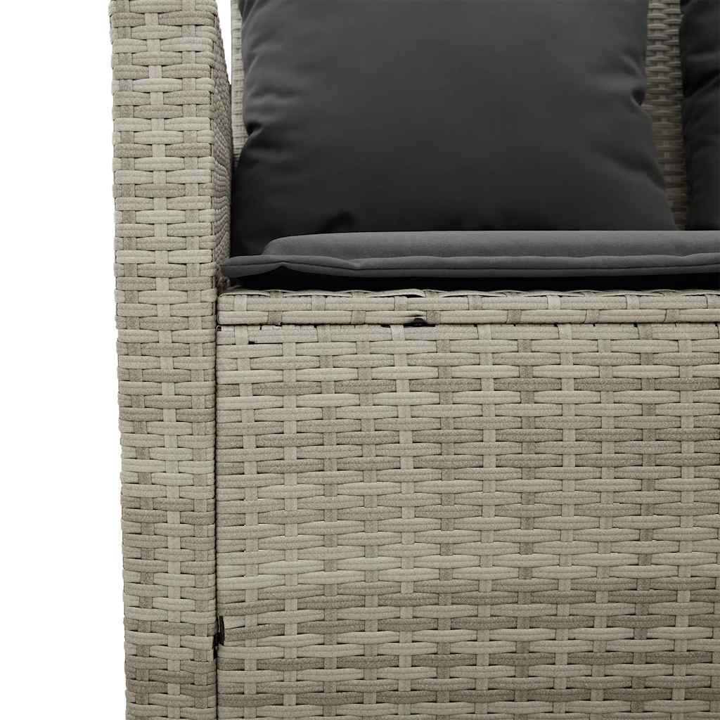Tuinbank 3-zits met kussens & tafel poly rattan lichtgrijs
