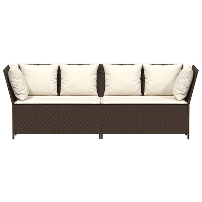 Tuinbank met kussens poly rattan bruin
