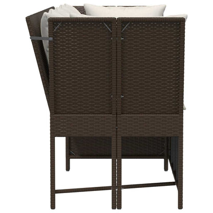 Tuinbank met kussens poly rattan bruin