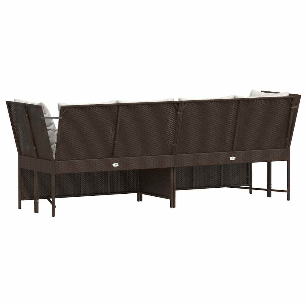 Tuinbank met kussens poly rattan bruin