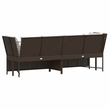 Tuinbank met kussens poly rattan bruin