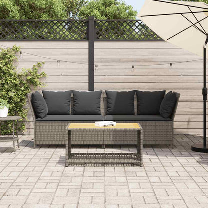 Tuinbank met kussens poly rattan grijs