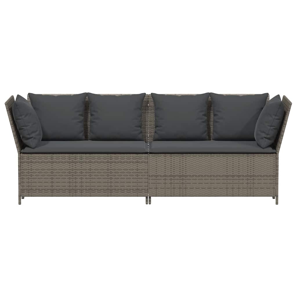 Tuinbank met kussens poly rattan grijs