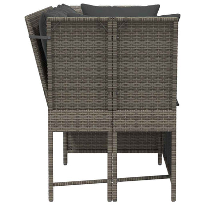 Tuinbank met kussens poly rattan grijs