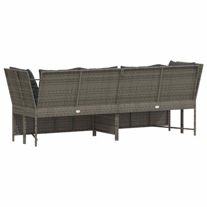 Tuinbank met kussens poly rattan grijs