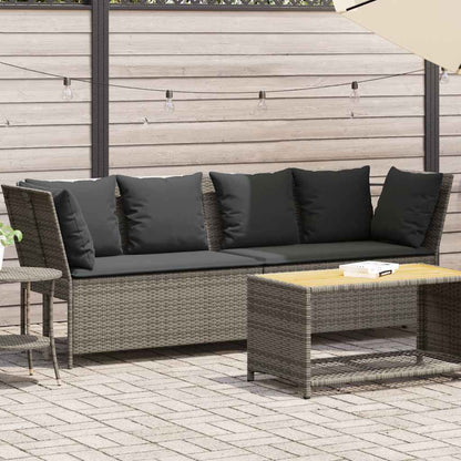 Tuinbank met kussens poly rattan grijs