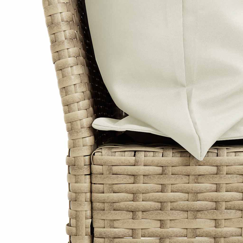 Tuinbank met kussens poly rattan beige