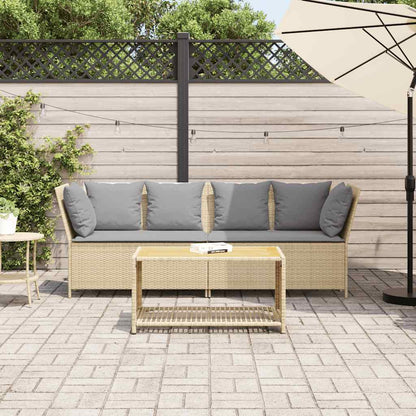 Tuinbank met kussens poly rattan beige