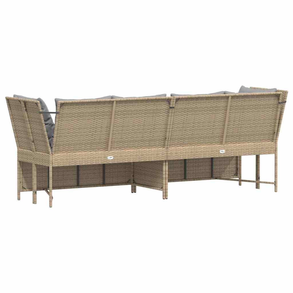 Tuinbank met kussens poly rattan beige