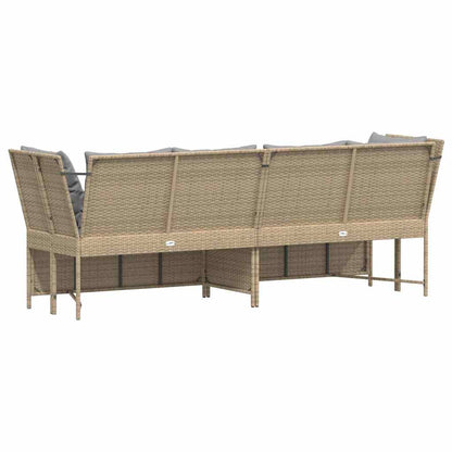 Tuinbank met kussens poly rattan beige