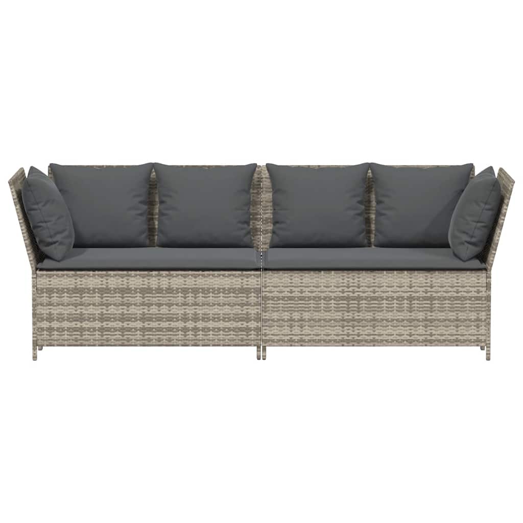 Tuinbank met kussens poly rattan lichtgrijs