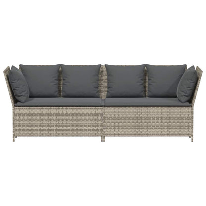 Tuinbank met kussens poly rattan lichtgrijs
