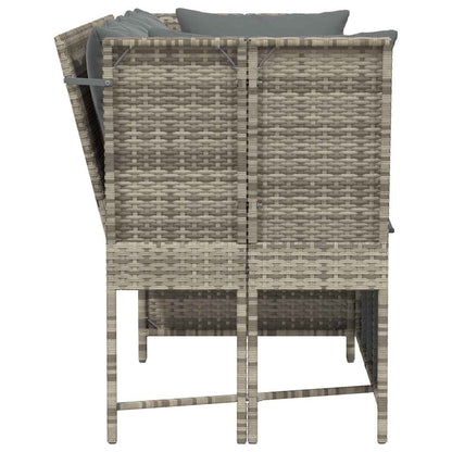 Tuinbank met kussens poly rattan lichtgrijs