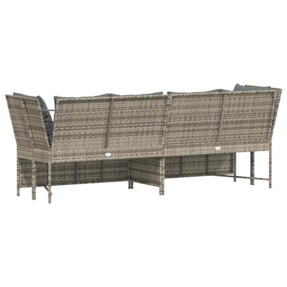Tuinbank met kussens poly rattan lichtgrijs