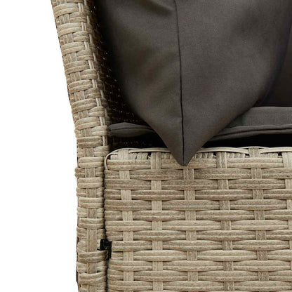 Tuinbank met kussens poly rattan lichtgrijs