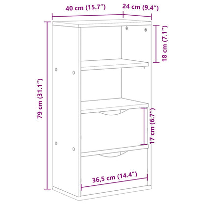 Bijzetkast met lades 40x24x79 cm massief grenenhout