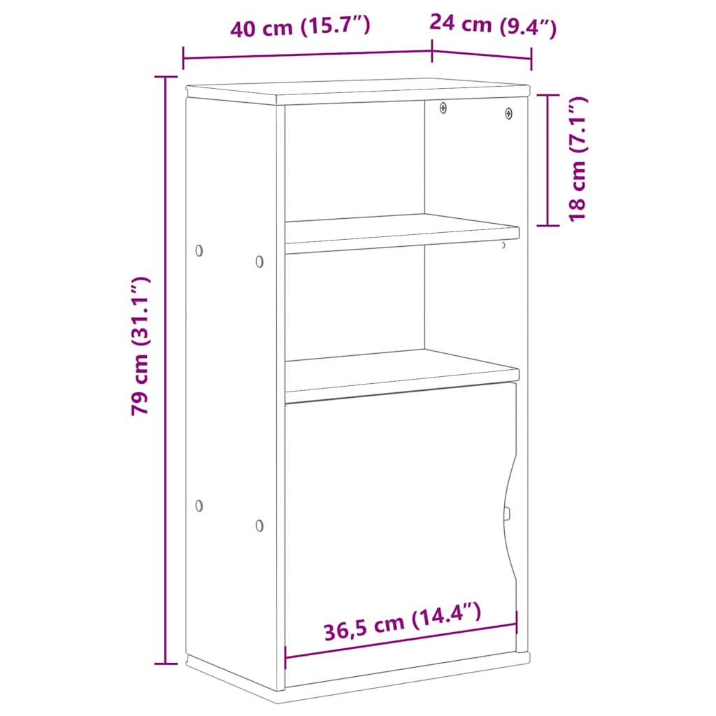 Bijzetkast ODDA 40x24x79 cm massief grenenhout